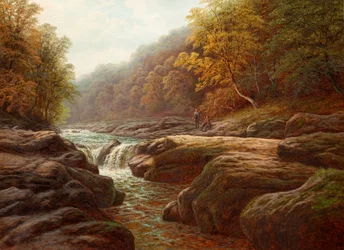Scène de rivière avec des pêcheurs